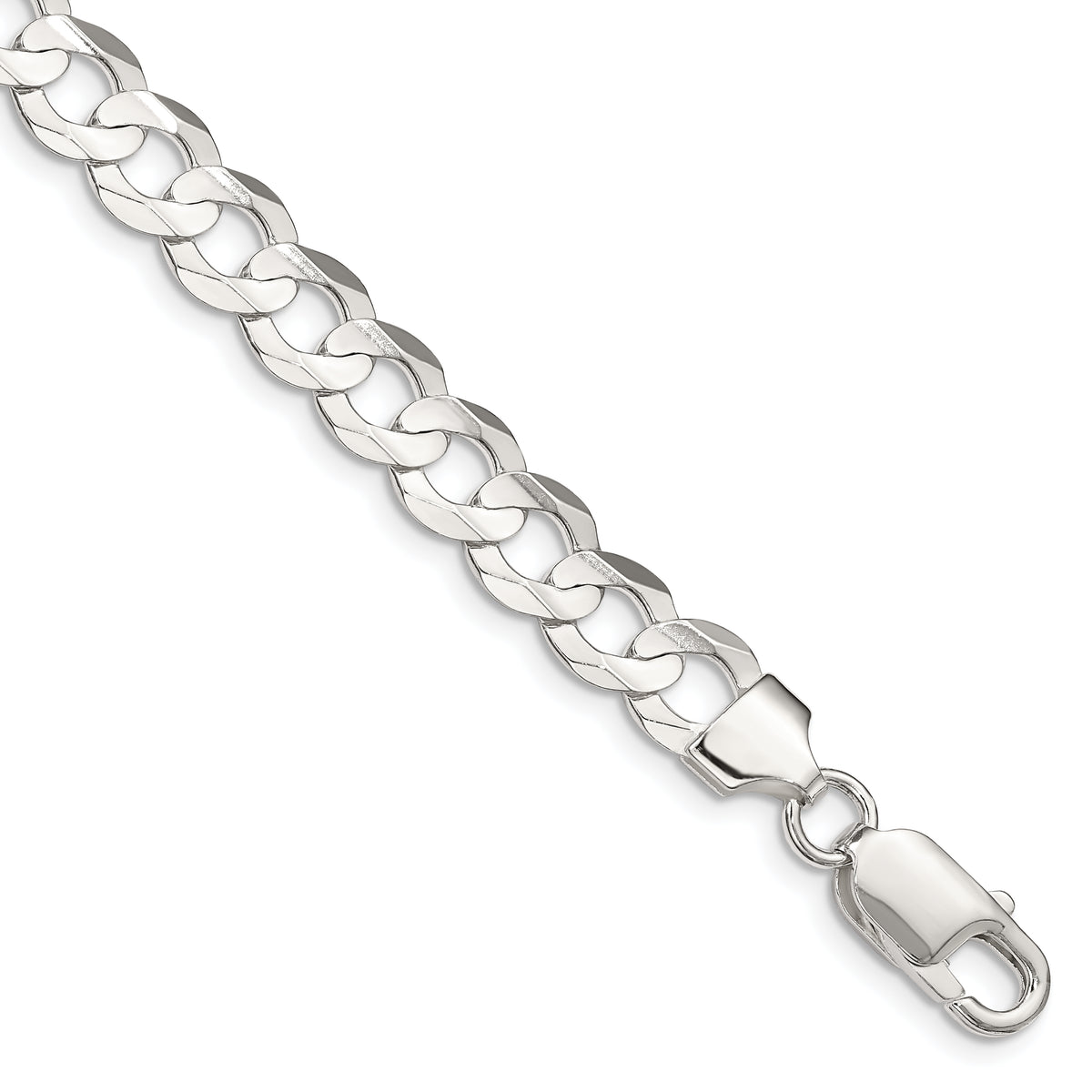 Sterling Silver 7.8mm Concave Beveled Curb Chain