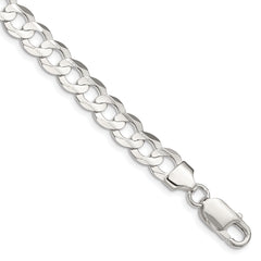 Sterling Silver 7.8mm Concave Beveled Curb Chain
