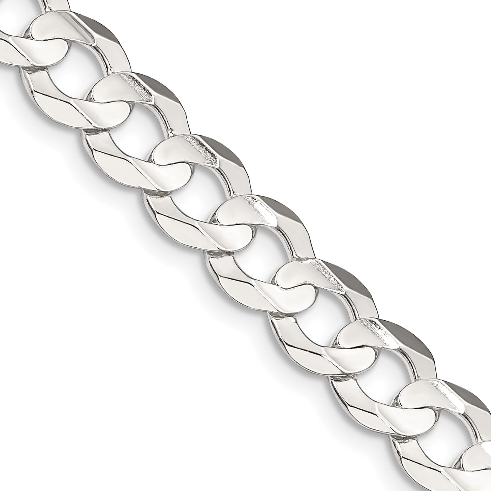 Concave Beveled Curb Chain in Sterling Silver, 7.8mm Secondary image
