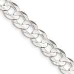 Concave Beveled Curb Chain in Sterling Silver, 7.8mm, 7–30 Inch - Sophia Jewelers