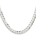 Sterling Silver Rhodium-plated 7.8mm Concave Beveled Curb Chain