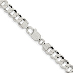 Sterling Silver Rhodium-plated 7.8mm Concave Beveled Curb Chain