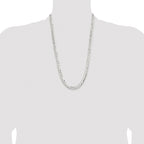 Sterling Silver Rhodium-plated 7.8mm Concave Beveled Curb Chain