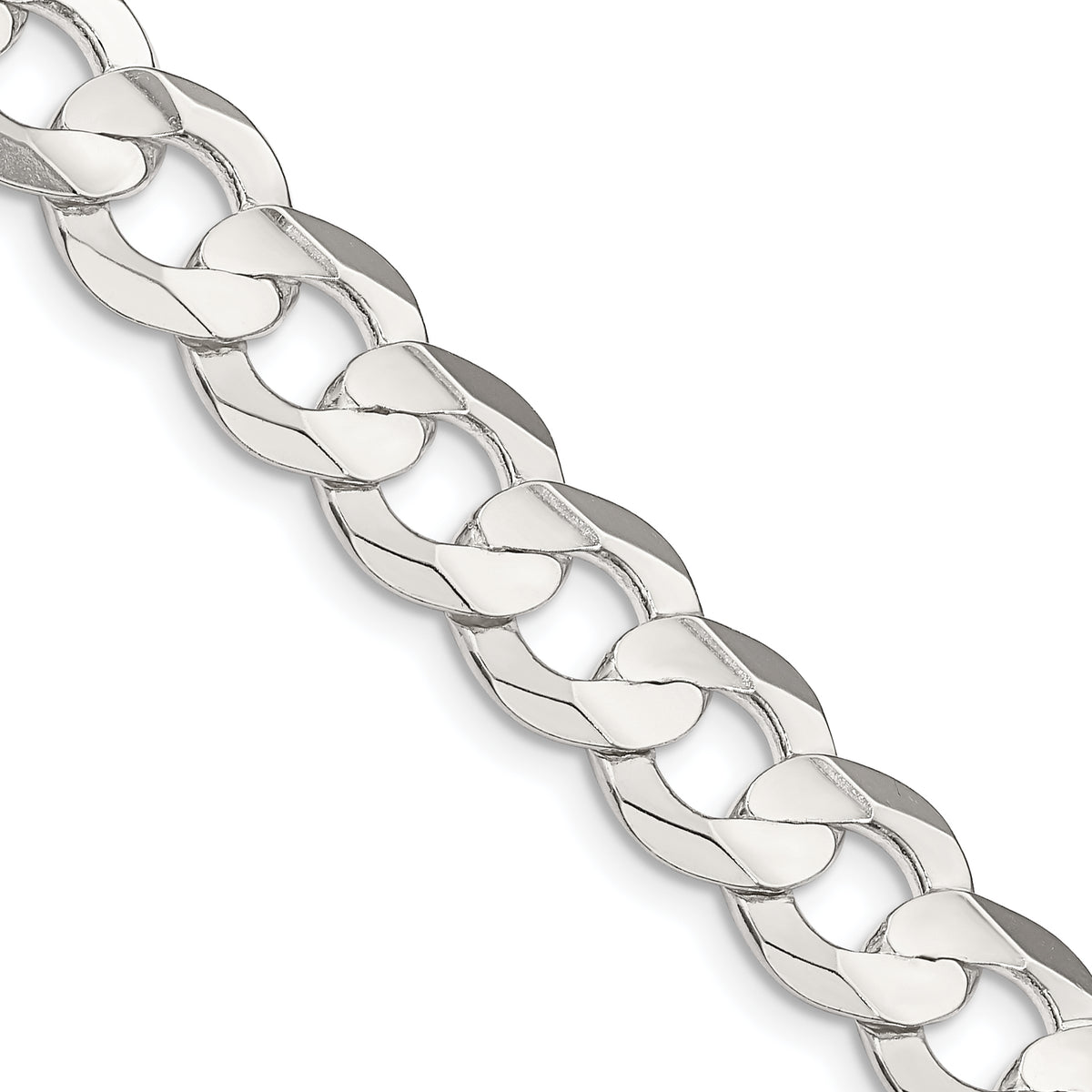 Concave Beveled Curb Chain in Sterling Silver, 9.75mm, 7–30 Inch - Sophia Jewelers