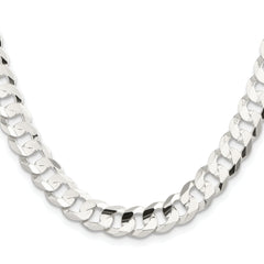 Sterling Silver Rhodium-plated 9.75mm Concave Beveled Curb Chain