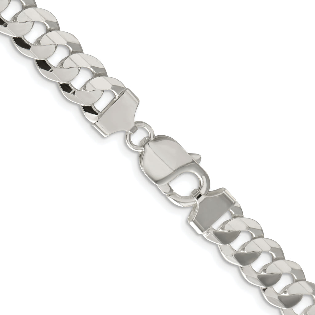 Sterling Silver Rhodium-Plated Curb Chain Necklace 9.75mm