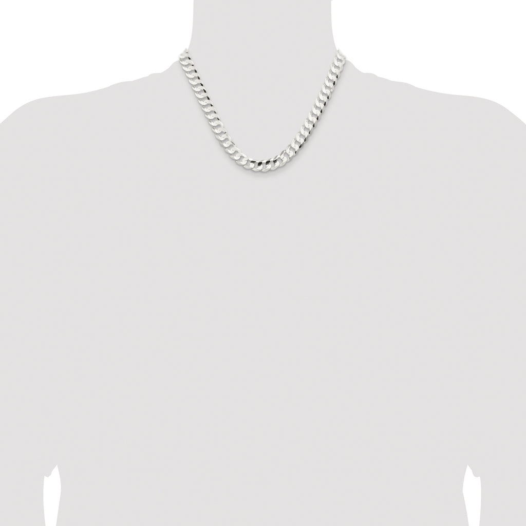 Sterling Silver Rhodium-Plated Curb Chain Necklace 9.75mm