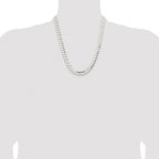 Sterling Silver Rhodium-plated 9.75mm Concave Beveled Curb Chain