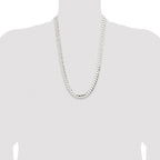Sterling Silver Rhodium-plated 9.75mm Concave Beveled Curb Chain