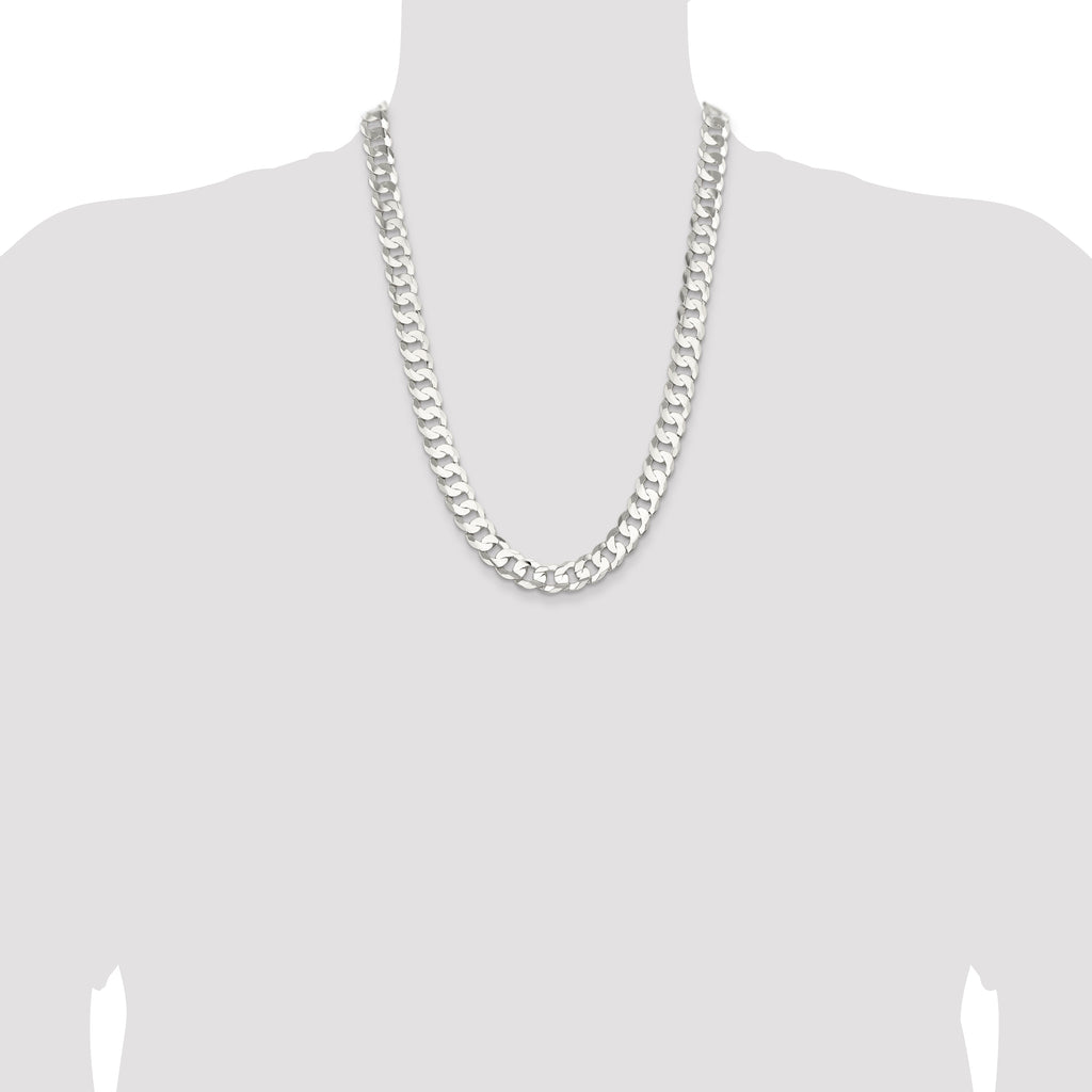 Sterling Silver 11.9mm Concave Beveled Curb Chain