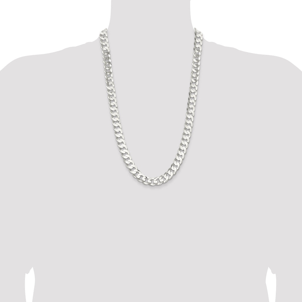 Sterling Silver 11.9mm Concave Beveled Curb Chain