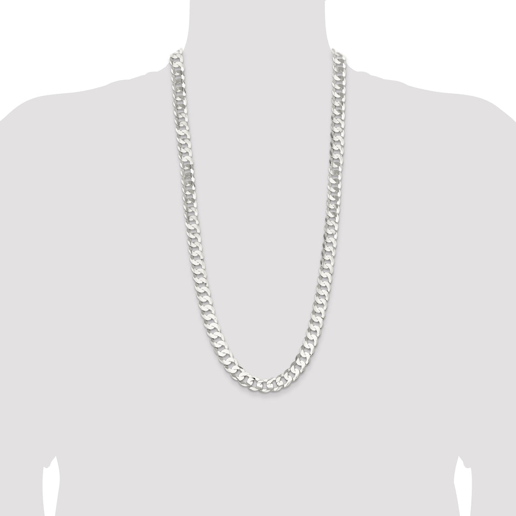 Sterling Silver 11.9mm Concave Beveled Curb Chain