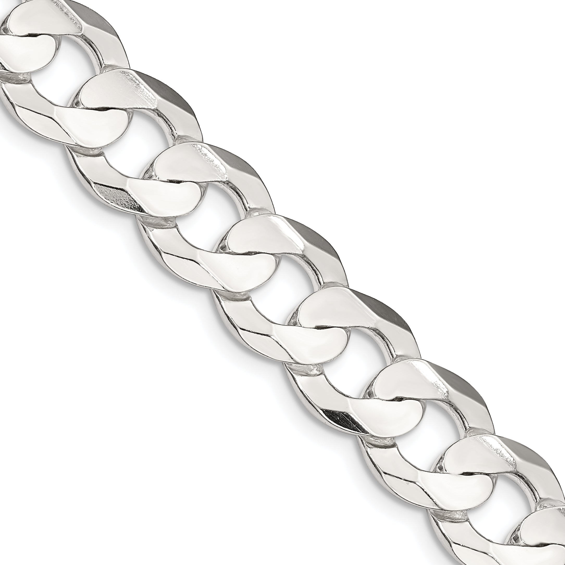 Sterling Silver 11.9mm Concave Beveled Curb Chain Secondary image