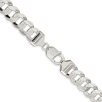 Sterling Silver Rhodium-plated 11.9mm Concave Beveled Curb Chain