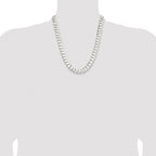 Sterling Silver Rhodium-plated 11.9mm Concave Beveled Curb Chain