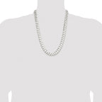 Sterling Silver Rhodium-plated 11.9mm Concave Beveled Curb Chain