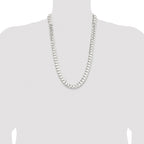 Sterling Silver Rhodium-plated 11.9mm Concave Beveled Curb Chain