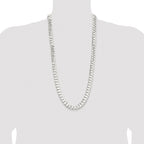Sterling Silver Rhodium-plated 11.9mm Concave Beveled Curb Chain