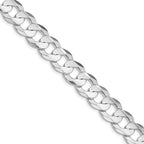 Sterling Silver Rhodium-plated 11.9mm Concave Beveled Curb Chain
