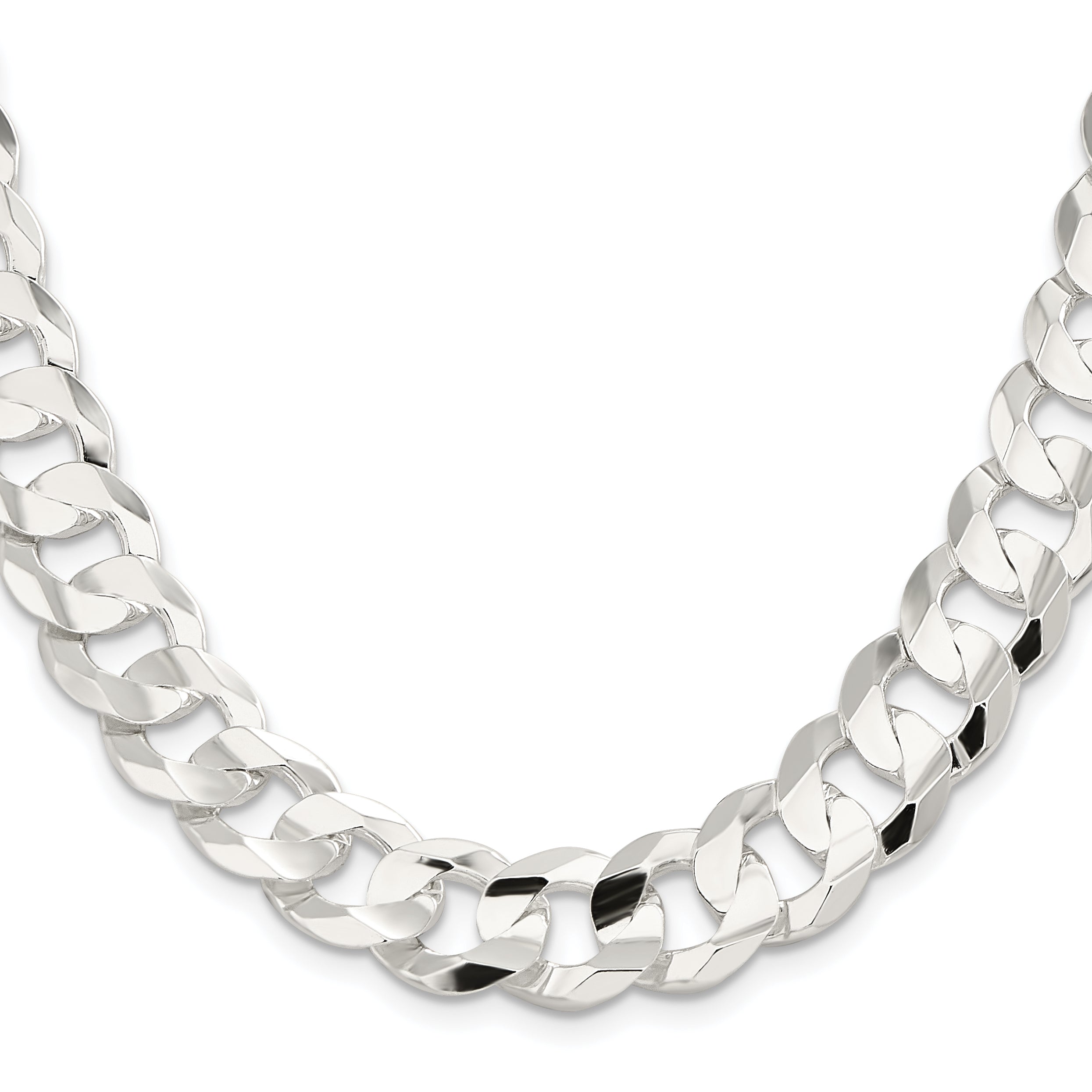 Sterling Silver 14.0mm Concave Beveled Curb Chain