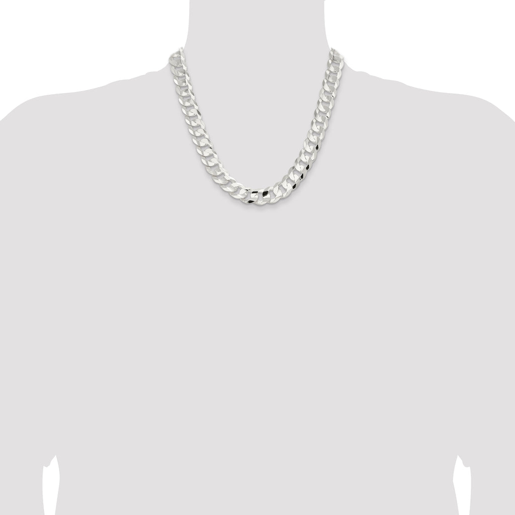 Sterling Silver 14.0mm Concave Beveled Curb Chain