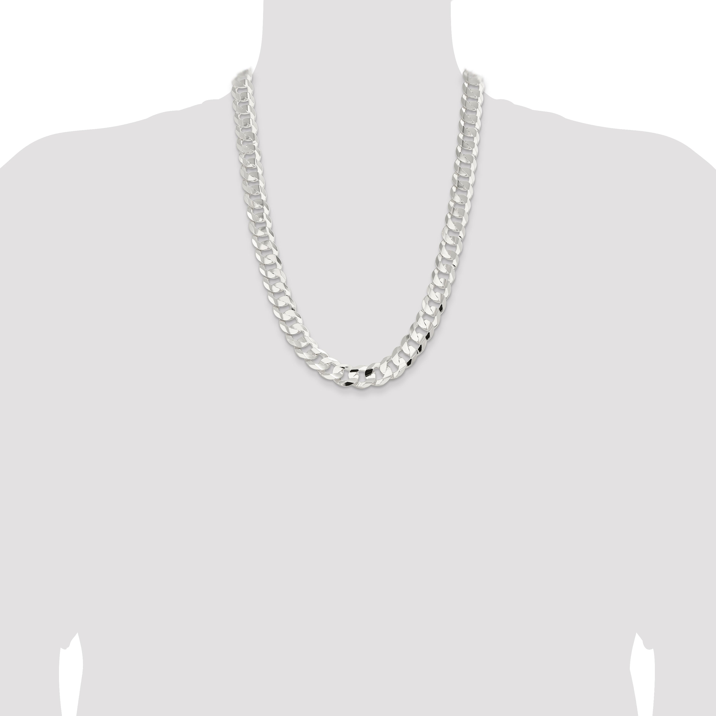 Sterling Silver 14.0mm Concave Beveled Curb Chain
