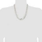 Sterling Silver Rhodium-plated 14.0mm Concave Beveled Curb Chain