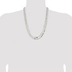 Sterling Silver Rhodium-plated 14.0mm Concave Beveled Curb Chain
