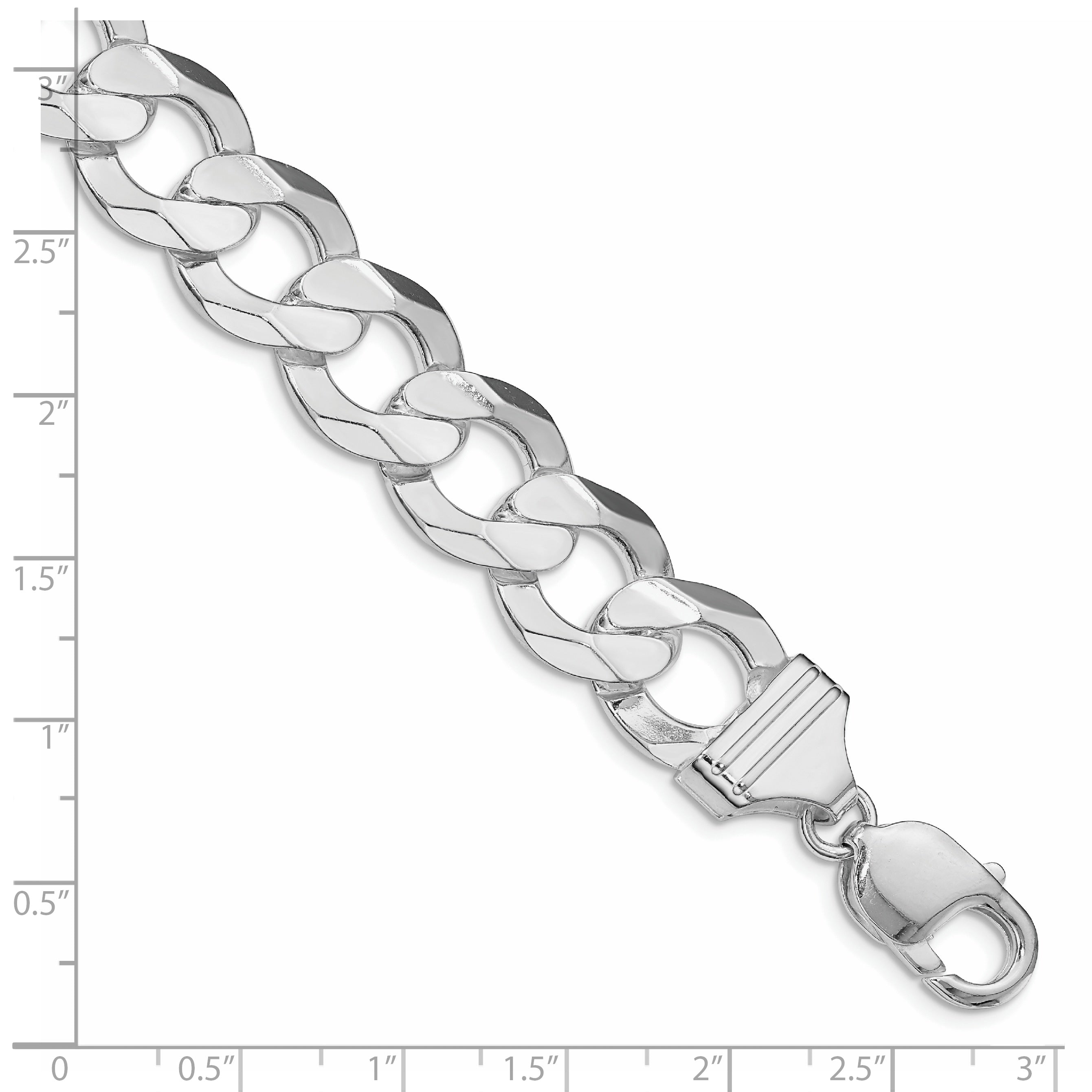 Sterling Silver Rhodium-plated 14.0mm Concave Beveled Curb Chain Secondary image