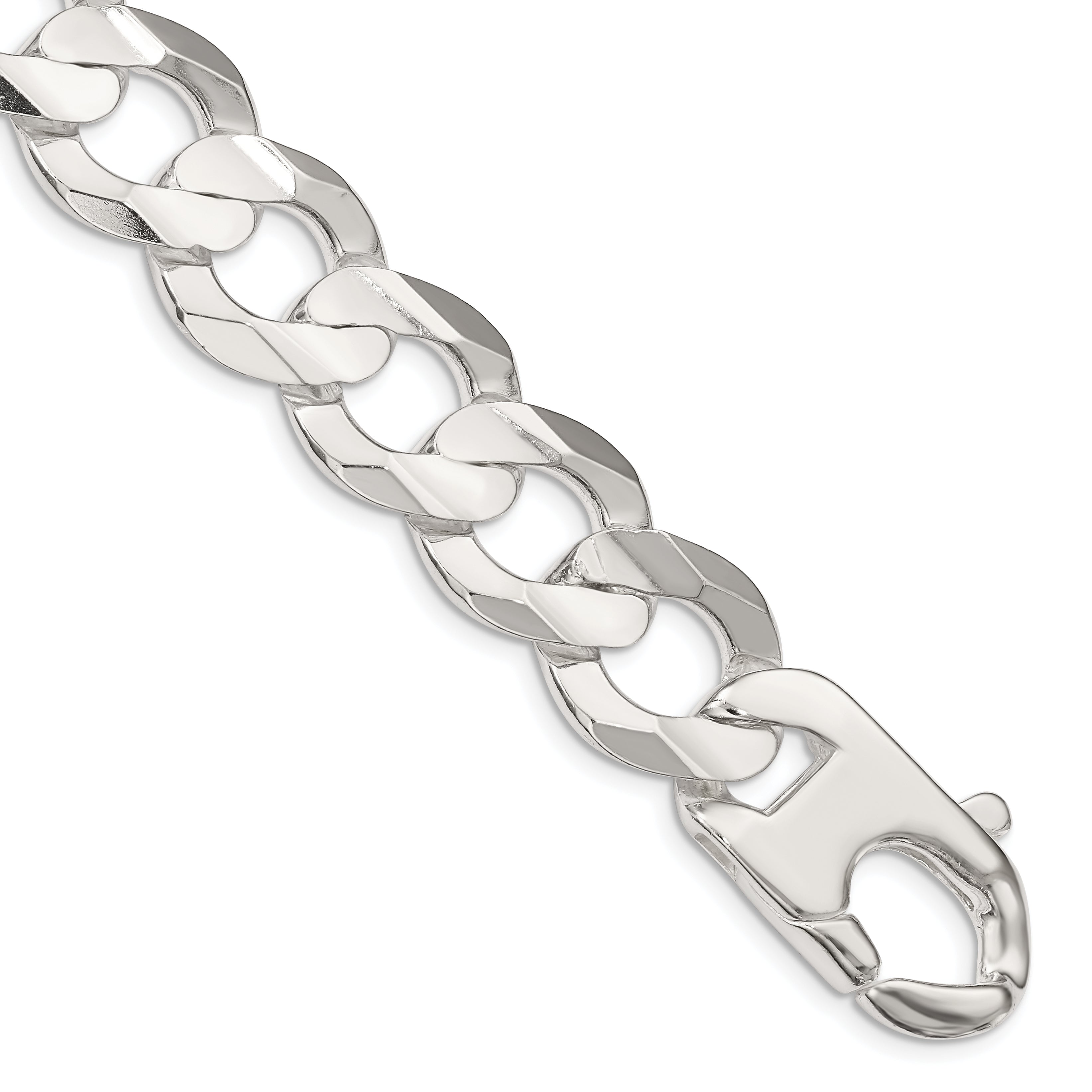 Sterling Silver 15.75mm Concave Beveled Curb Chain Main image