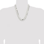 Sterling Silver Rhodium-plated 15.75mm Concave Beveled Curb Chain