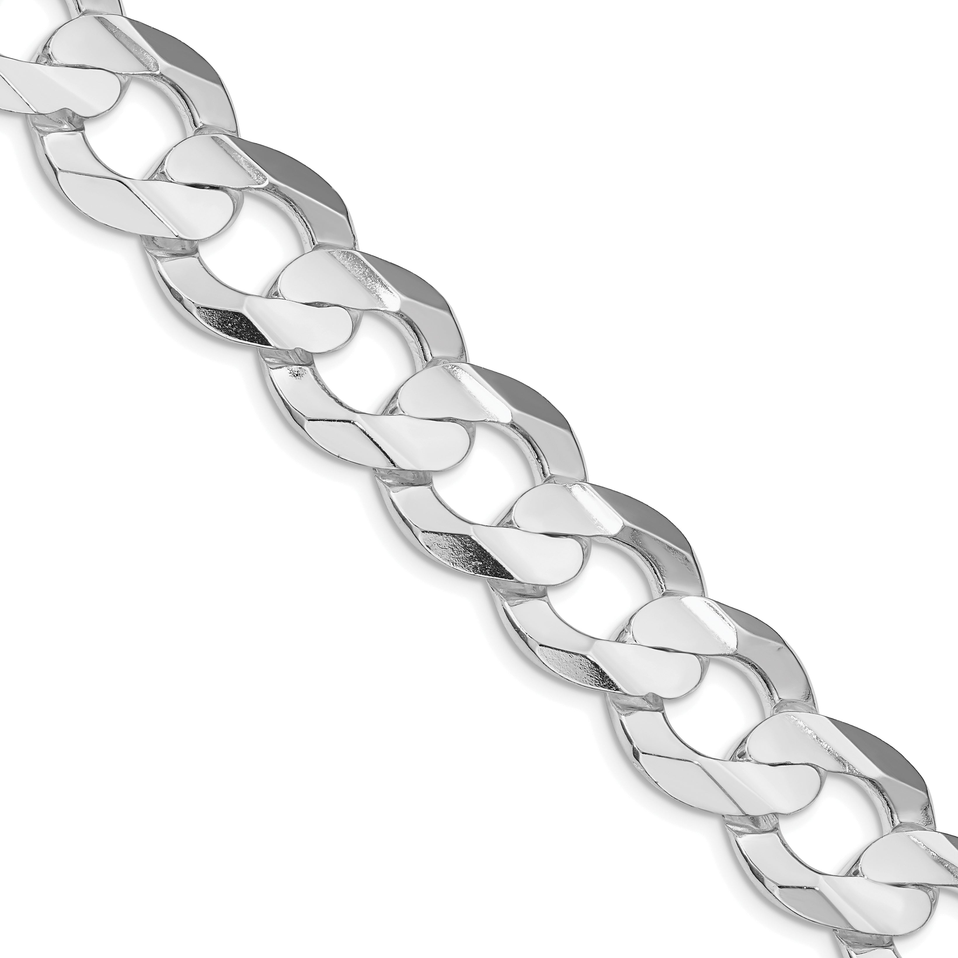 Sterling Silver Rhodium-plated 15.75mm Concave Beveled Curb Chain Main image