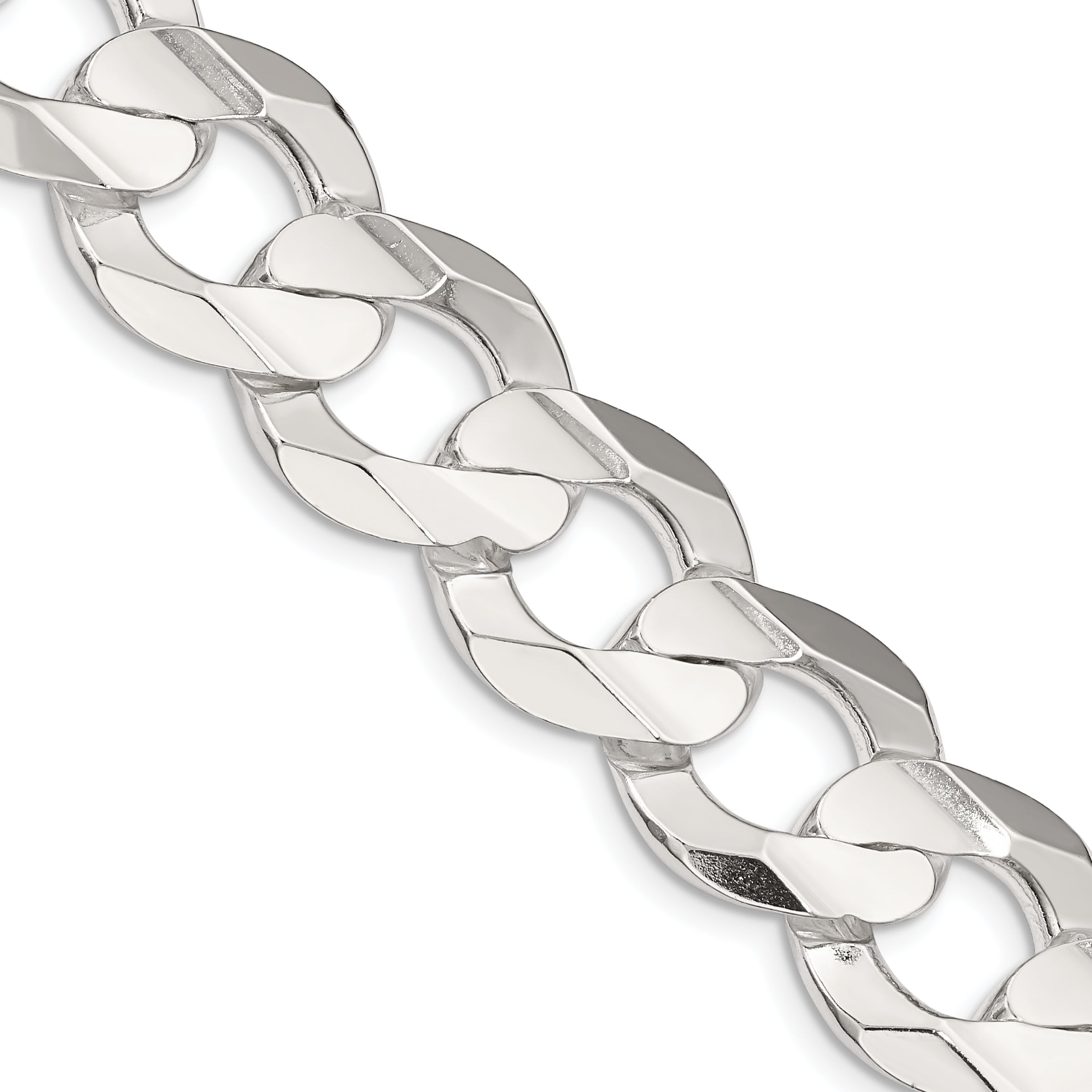 Sterling Silver 15.75mm Concave Beveled Curb Chain Main image