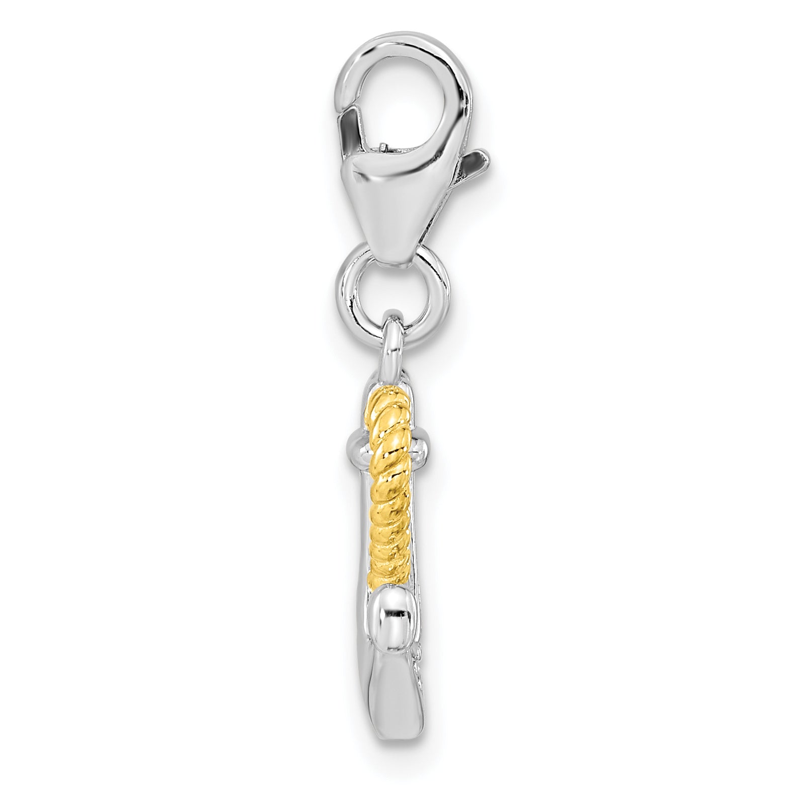 Amore La Vita Sterling Silver Rhodium-plated and Gold-plated CZ Heart and Anchor Charm with Fancy Lobster Clasp Secondary image