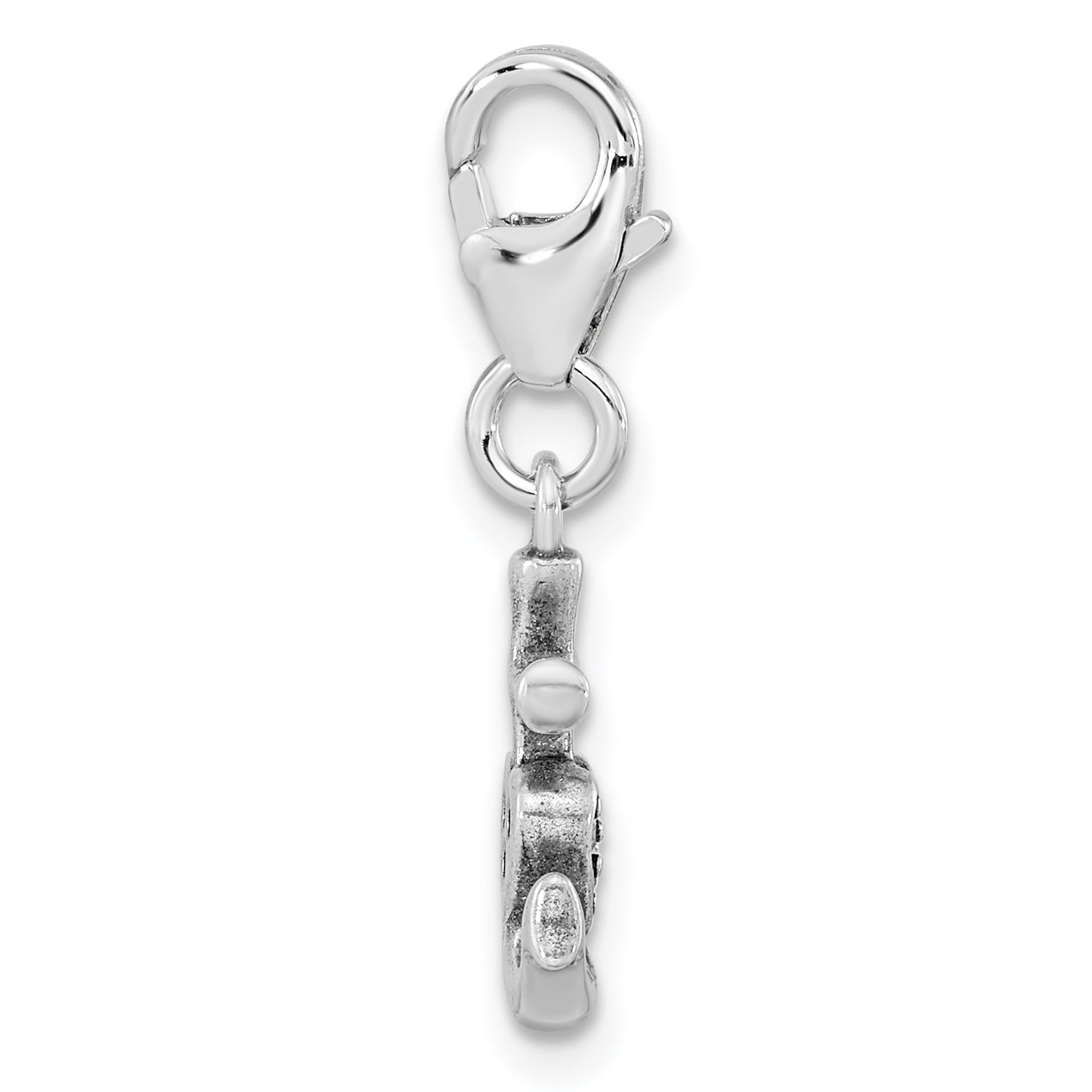 Amore La Vita Sterling Silver Rhodium-plated Polished Antiqued CZ Anchor with Heart Charm with Fancy Lobster Clasp Secondary image