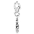 Amore La Vita Sterling Silver Rhodium-plated Polished Antiqued CZ Anchor with Heart Charm with Fancy Lobster Clasp