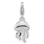 Amore La Vita Sterling Silver Rhodium-plated Polished 3-D Glitter Enameled Jellyfish Charm with Fancy Lobster Clasp