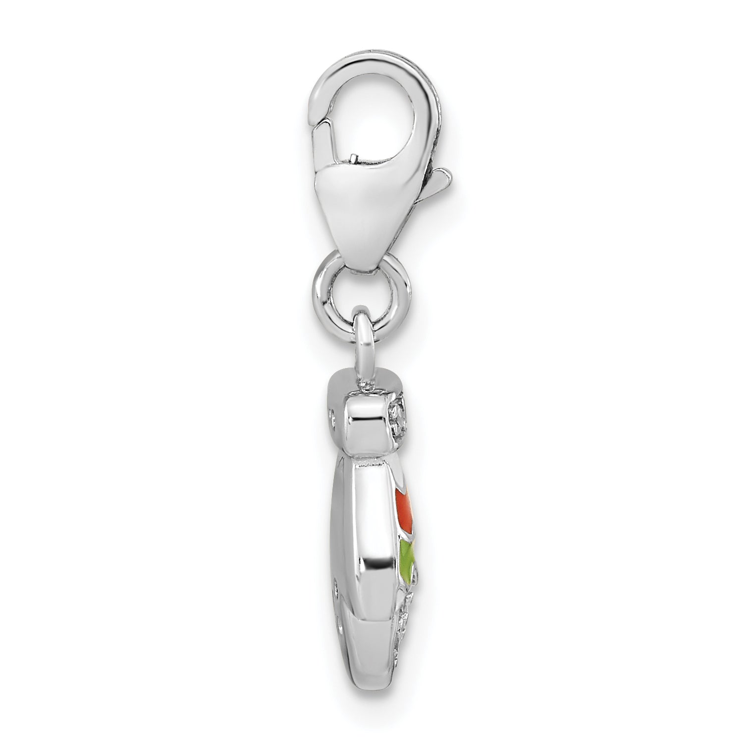 Amore La Vita Sterling Silver Rhodium-plated Polished CZ Enameled Mitten Charm with Fancy Lobster Clasp Secondary image