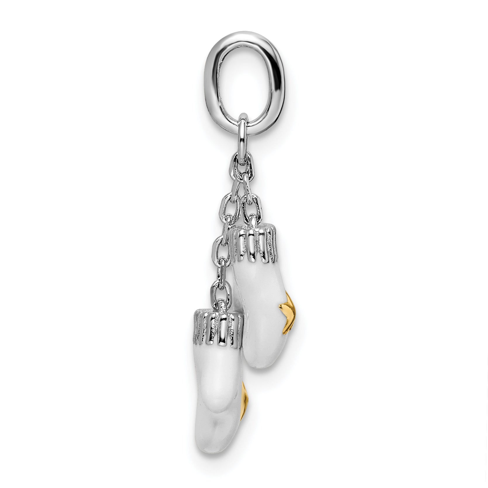 Amore La Vita Sterling Silver Rhodium-plated and Gold-tone Polished Enameled Mitten Charm Secondary image