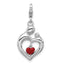 Amore La Vita Sterling Silver Rhodium-plated Mother and Baby Making Heart Shape Holding a Red Enameled Dangle Heart Charm with Fancy Lobster Clasp