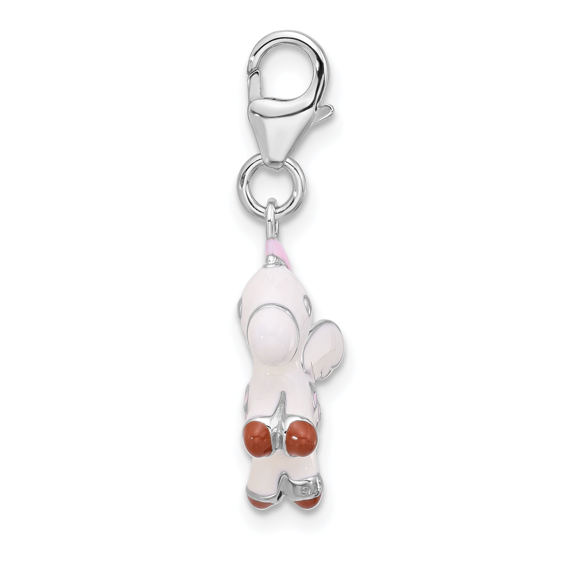 Amore La Vita Sterling Silver Rhodium-plated White/Pink/Black and Red Enameled Pegasus Charm with Fancy Lobster Clasp Secondary image