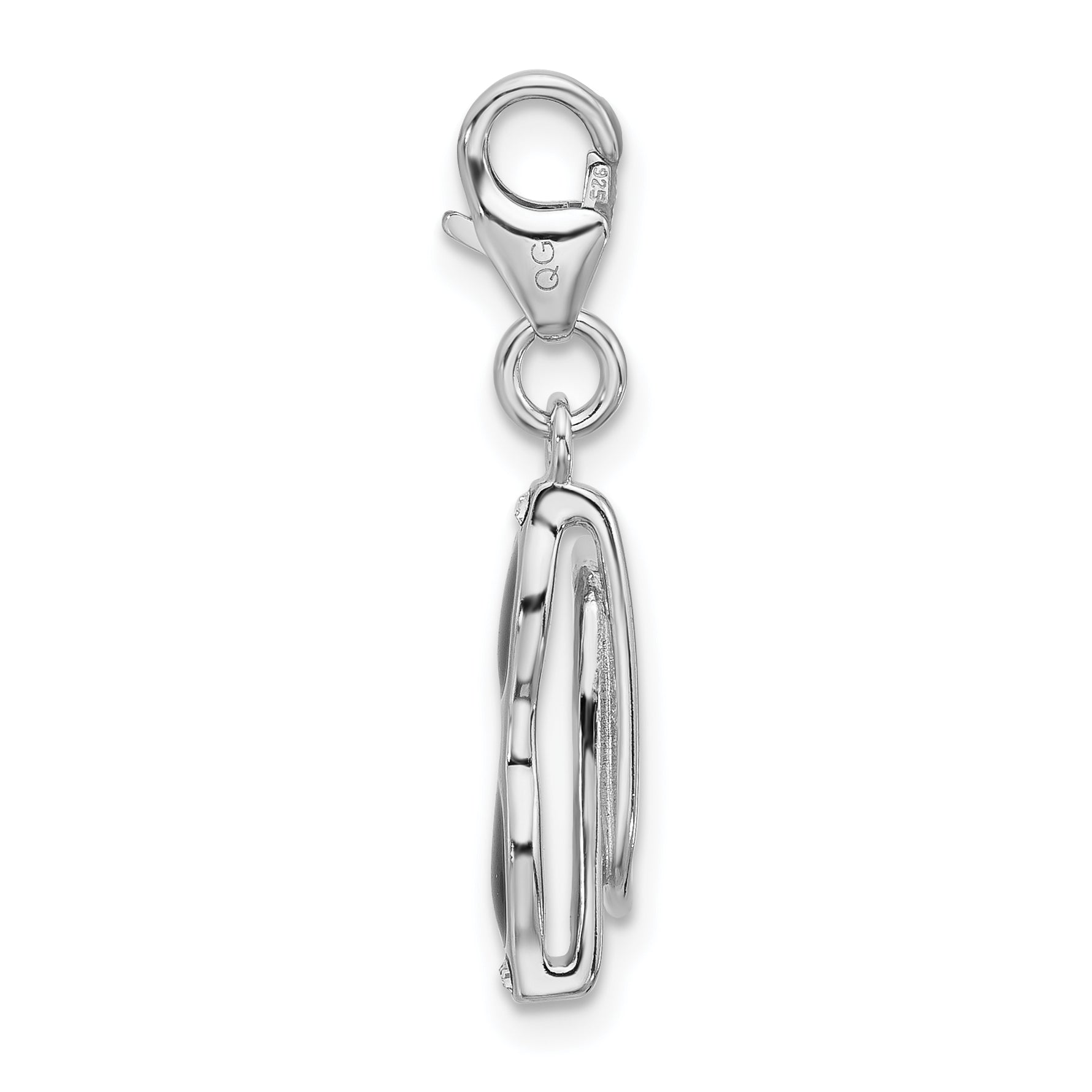 Amore La Vita Sterling Silver Rhodium-plated 3-D Black Enameled Sunglasses Charm with Fancy Lobster Clasp Secondary image