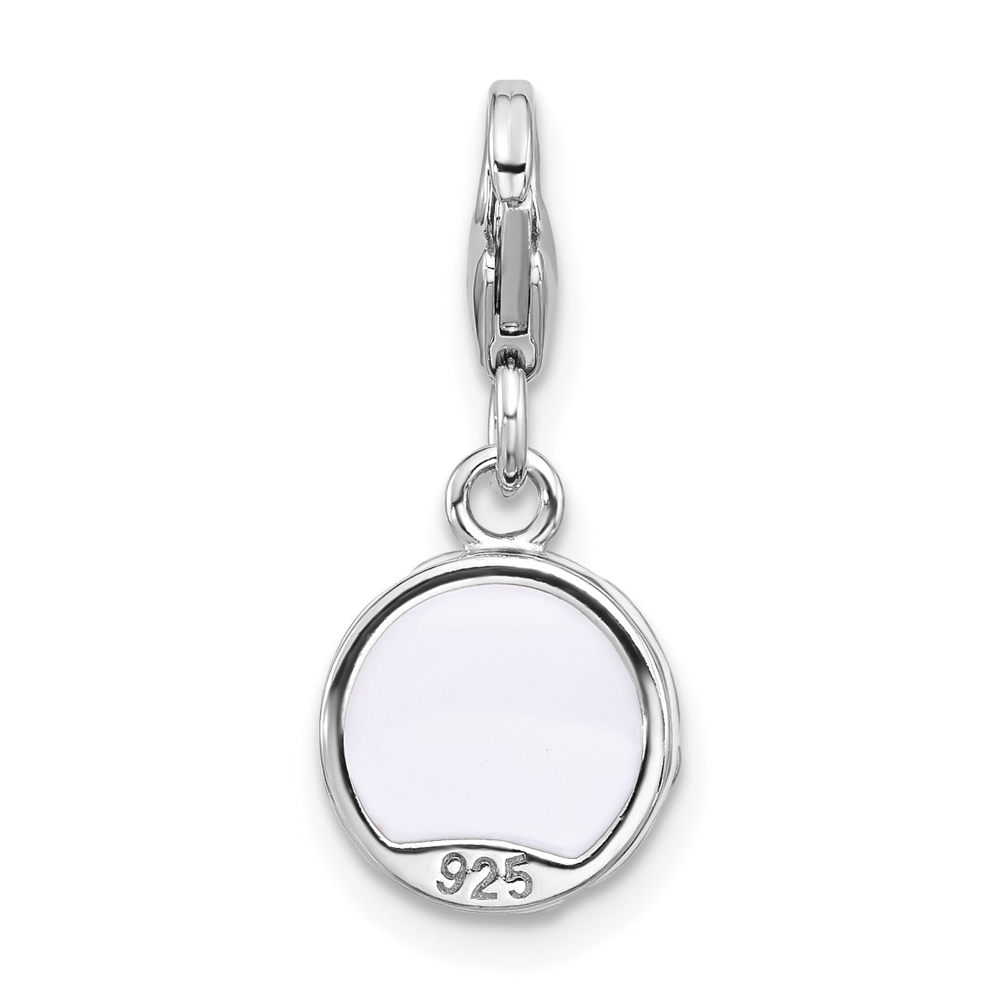 Amore La Vita Sterling Silver Rhodium-plated Multi Color Enameled Cake with Red Enameled Heart Topper Charm with Fancy Lobster Charm