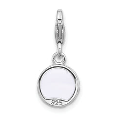 Amore La Vita Sterling Silver Rhodium-plated Multi Color Enameled Cake with Red Enameled Heart Topper Charm with Fancy Lobster Charm
