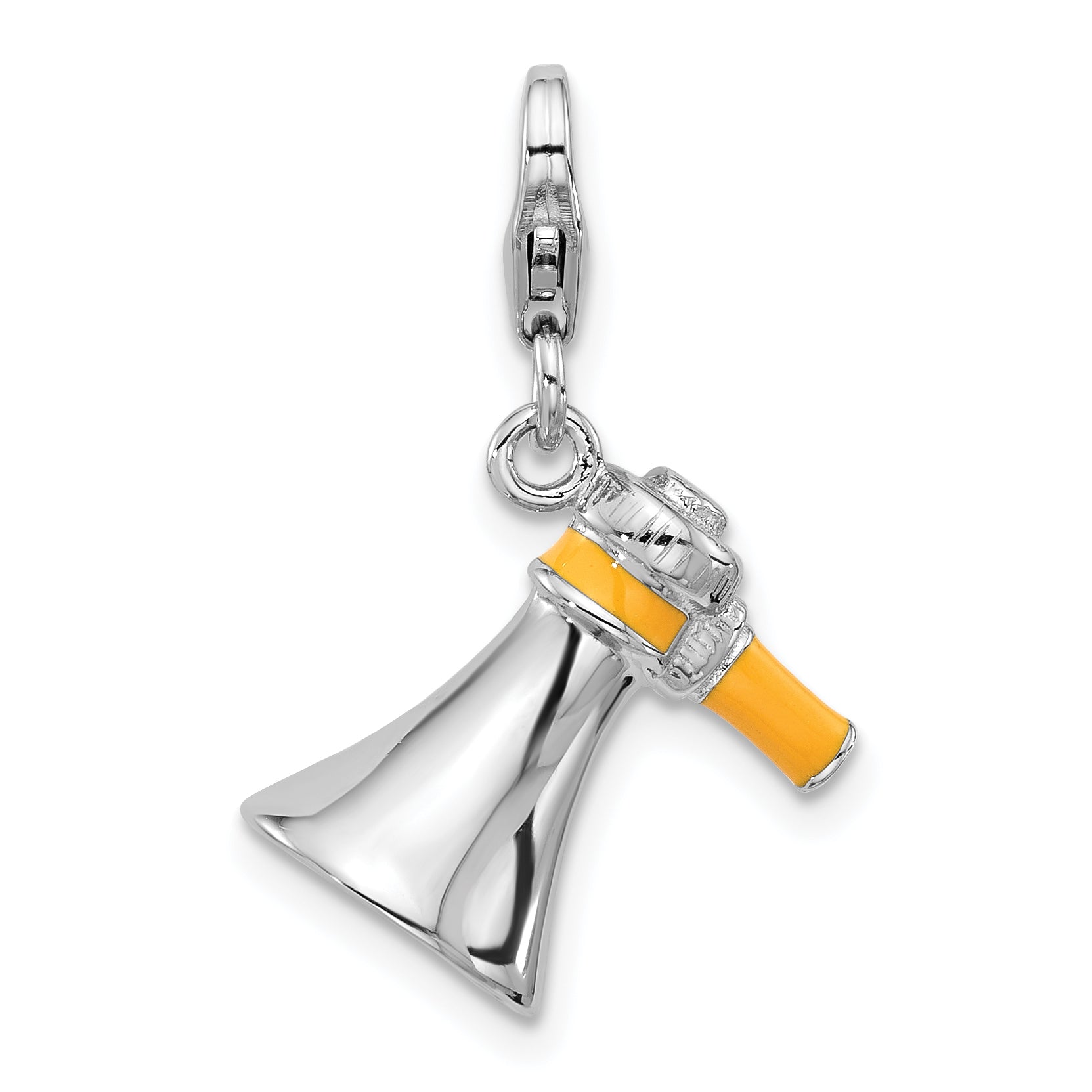Amore La Vita Sterling Silver Rhodium-plated Megaphone with Yellow Enameled Handle Charm with Fancy Lobster Clasp Main image