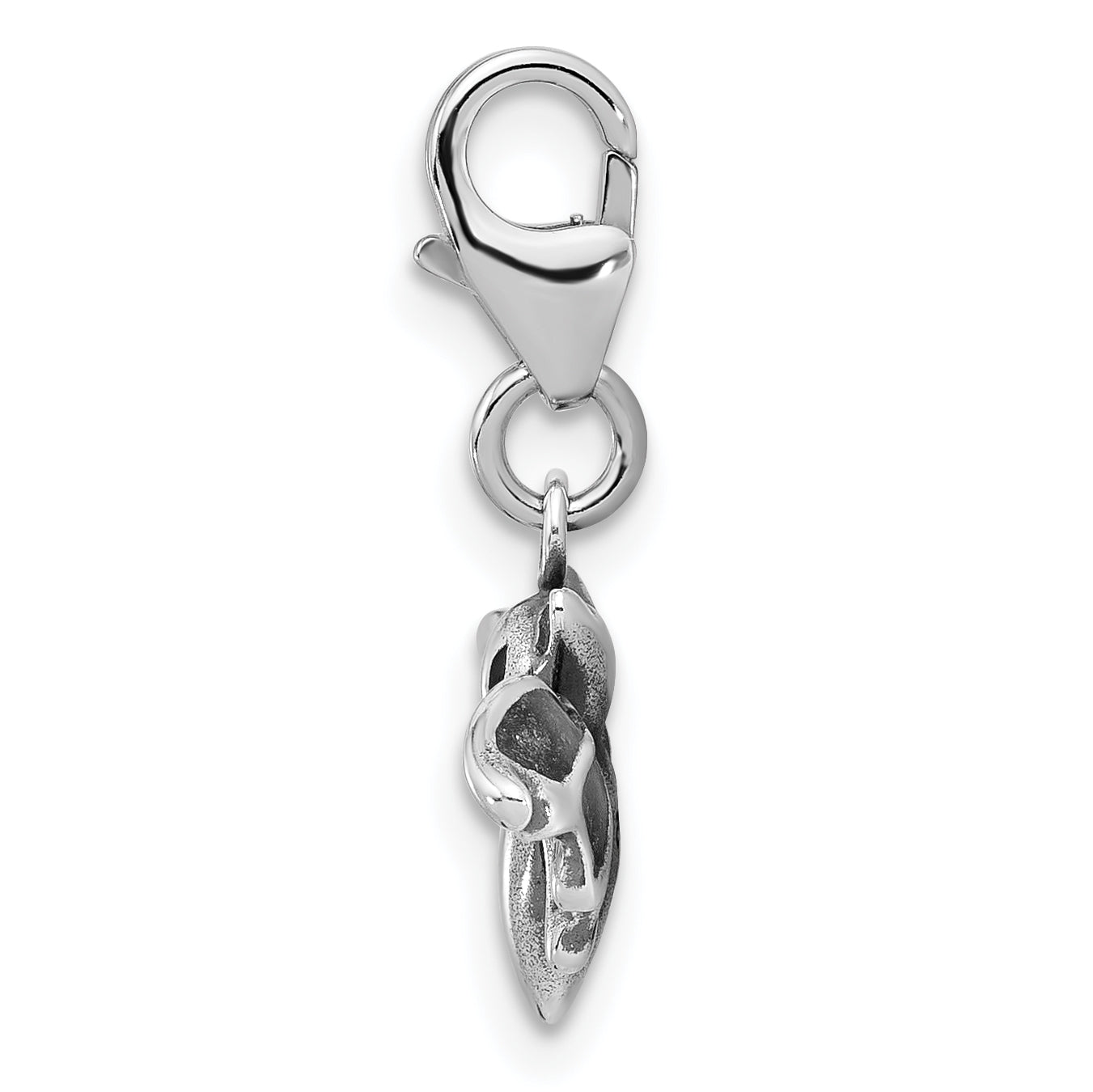 Amore La Vita Sterling Silver Rhodium-plated 3-D Antiqued Bat with Wings Spread Out Charm with Fancy Lobster Clasp Secondary image