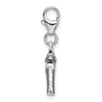 Amore La Vita Sterling Silver Rhodium-plated 3-D Antiqued Pistol Charm with Fancy Lobster Clasp
