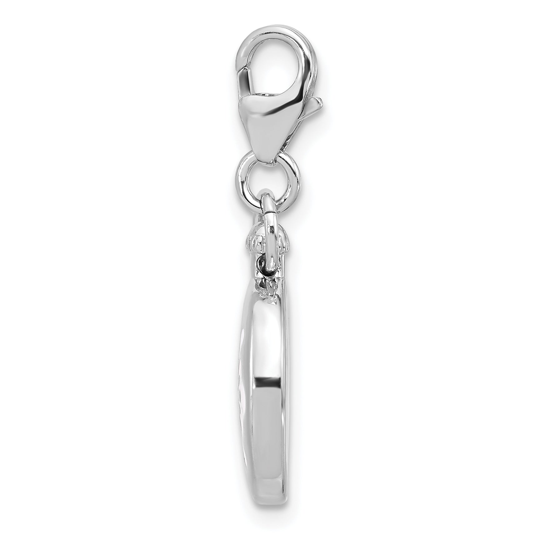 Amore La Vita Sterling Silver Rhodium-plated 3-D Reversible Black/Red and White Enameled Compass Charm with Fancy Lobster Clasp Secondary image