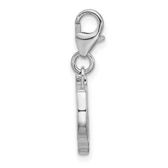 Amore La Vita Sterling Silver Rhodium-plated Red/White and Blue American Flag Shaped as United States Of America Charm with Fancy Lobster Clasp