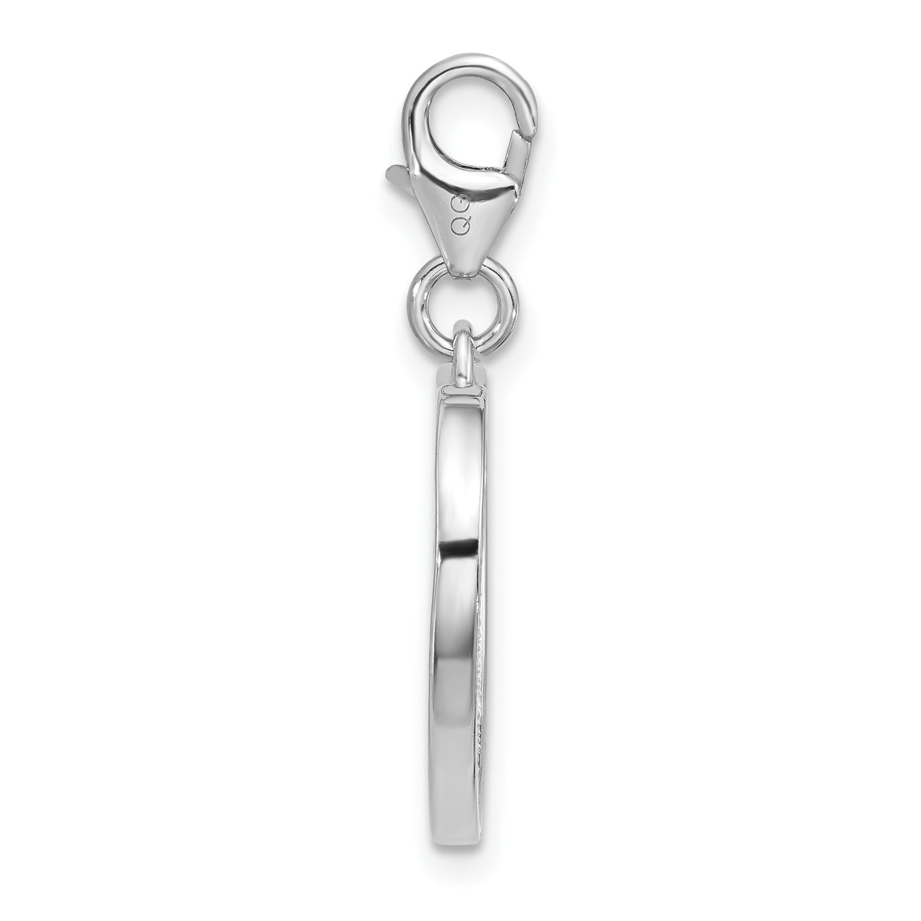 Amore La Vita Sterling Silver Rhodium-plated Red/White and Blue American Flag Shaped as Heart Charm with Fancy Lobster Clasp Secondary image